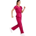 thumbnail image 1 of Minty Mint, Women's, V Neck Solid Stretch Medical Scrub Set, Hot Pink, XL, 1 of 1