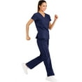 thumbnail image 1 of Minty Mint, Women's, V Neck Solid Stretch Medical Scrub Set, Indigo Blue, XL, 1 of 1