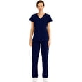thumbnail image 1 of Minty Mint, Women's, V Neck Solid Stretch Medical Scrub Set, Indigo, L, 1 of 5