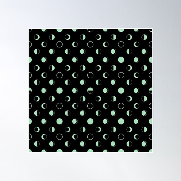 Minty Moon Phases Pattern Poster Wall Art, Modern Wall Decor, 16x16 UNFRAMED