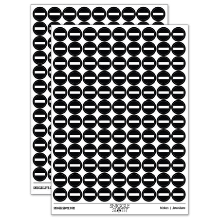 Minus Negative Subtraction Math Symbol 200+ Round Stickers - Black - Gloss Finish - 0.50" Size