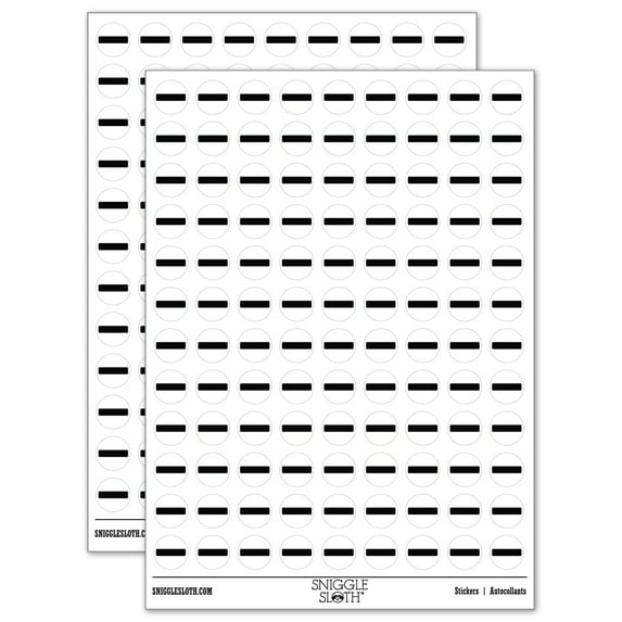 Minus Negative Subtraction Math Symbol 200+ Round Stickers - White - Matte Finish - 0.50" Size