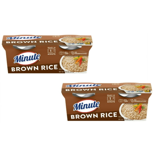 Minute Brown Rice, Microwaveable Rice Cups, 4.4 oz, 2 Ct - Pack of 2 (4 ...