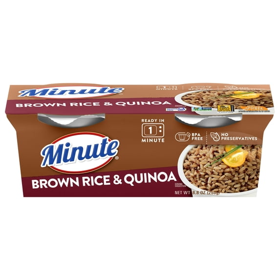Minute Brown Rice and Quinoa, Gluten Free Microwaveable Rice and Quinoa Cups, 4.4 oz, 2 Ct pack of 3