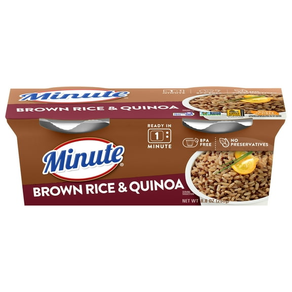 Minute Brown Rice and Quinoa, Gluten Free Microwaveable Rice and Quinoa Cups, 4.4 oz, 2 Ct