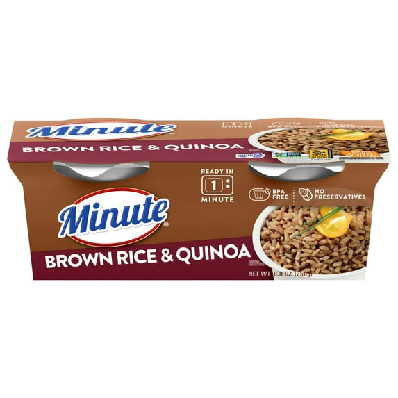 Minute Brown Rice and Quinoa, Gluten Free Microwaveable Rice and Quinoa Cups, 4.4 oz, 2 Ct
