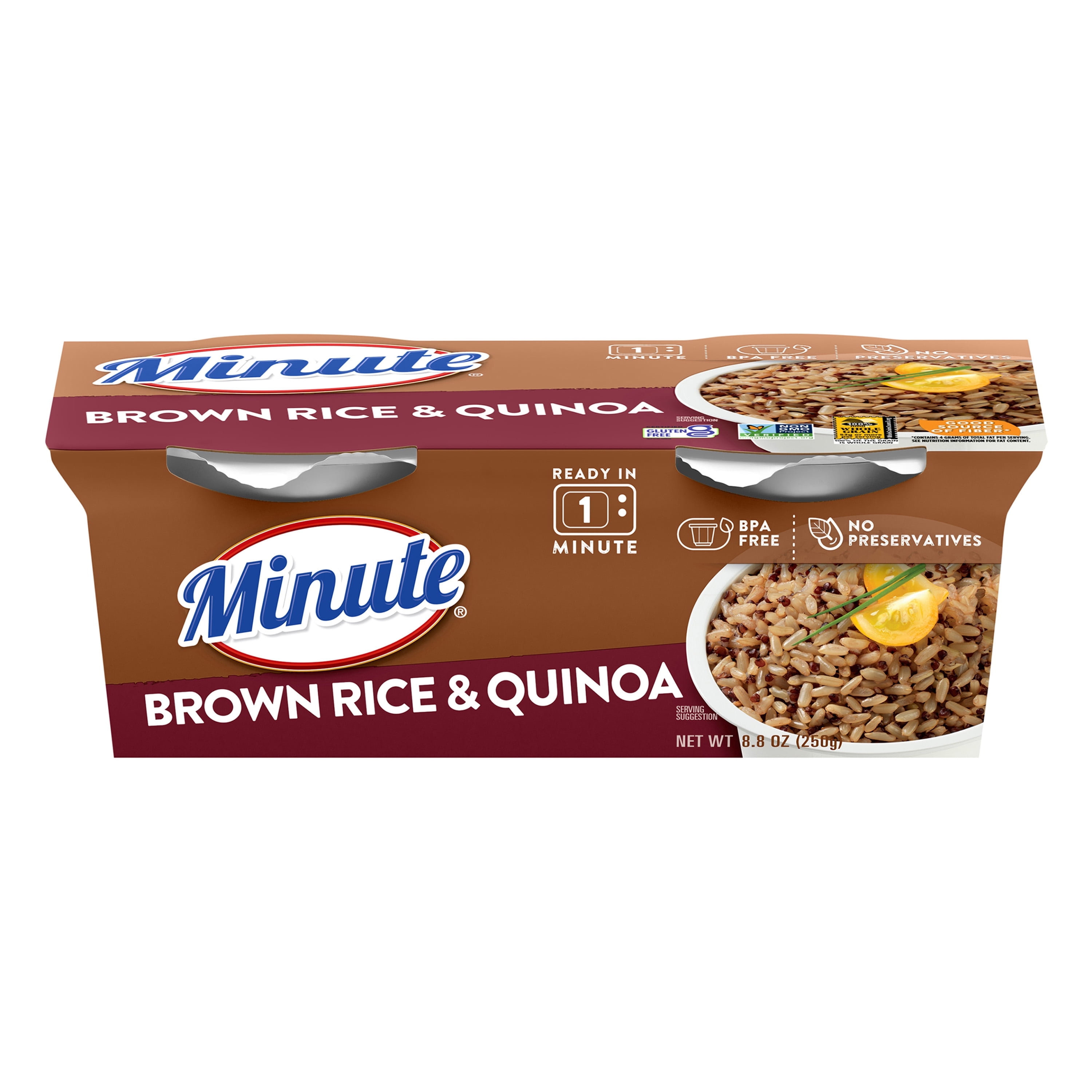 Minute Brown Rice and Quinoa, Gluten Free Microwaveable Rice and Quinoa Cups,Pack of 1