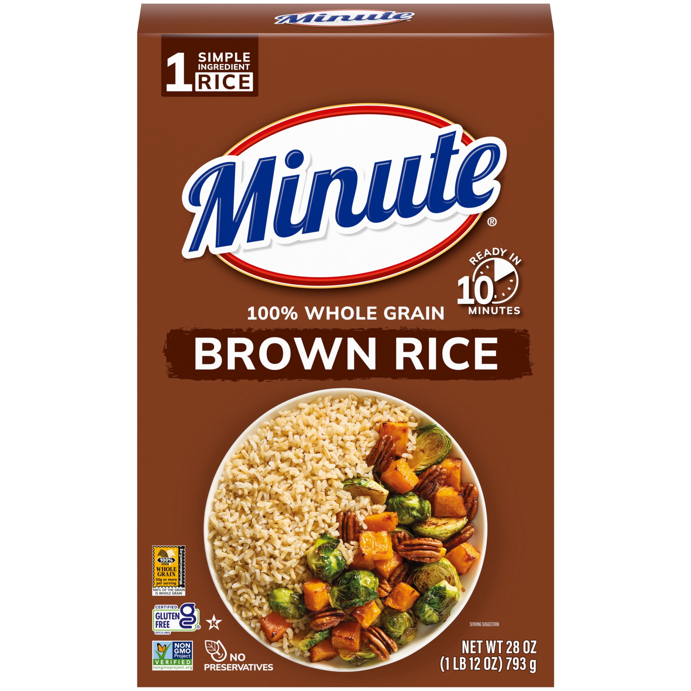 Minute Instant Brown Rice, 100% Whole Grain Rice, Gluten Free, 28 oz