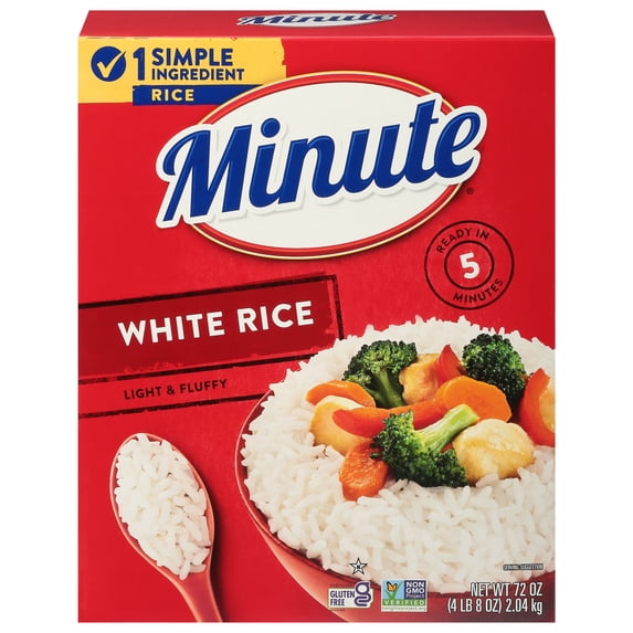 Minute Instant White Rice, Light and Fluffy, Gluten Free, 72 oz Box