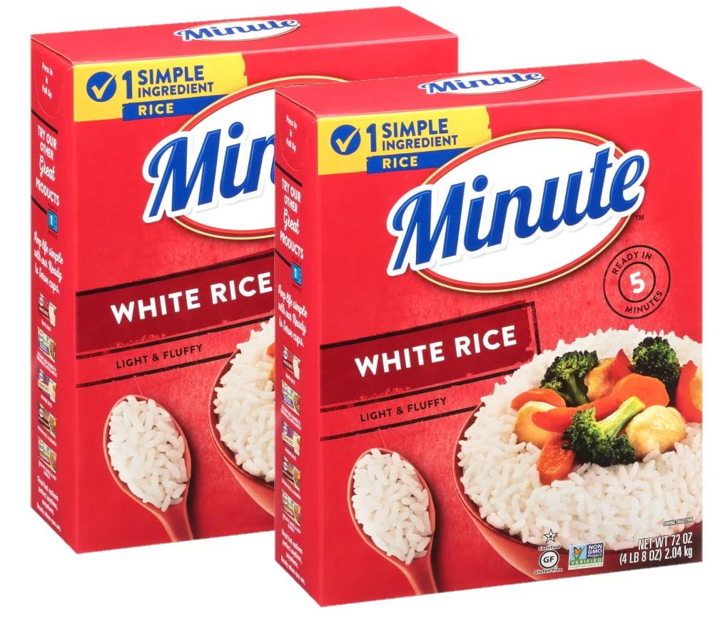 Minute Instant White Rice, Light and Fluffy Long Grain Rice, (72oz Each) (Pack of 2)