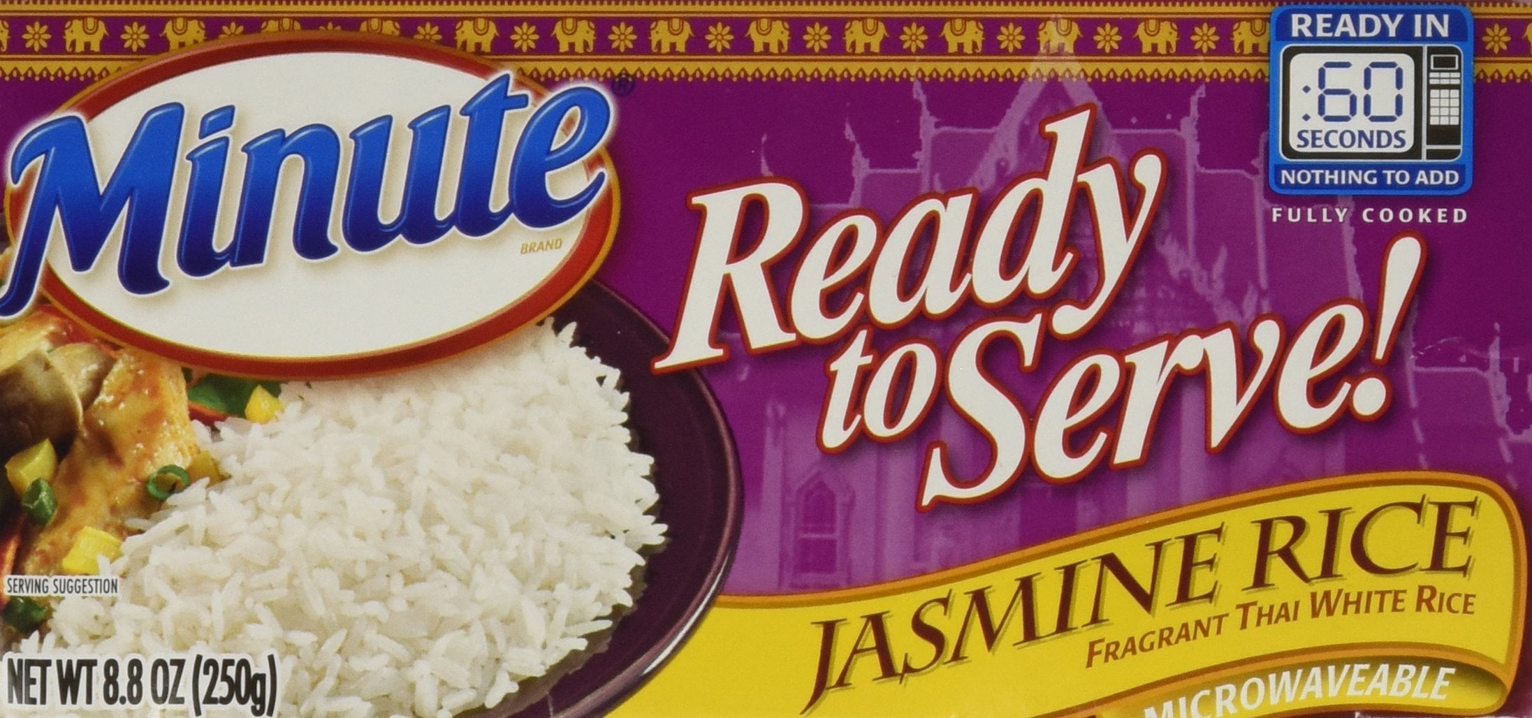 Minute Jasmine Rice Microwaveable Rice Cups 4.4 oz (Pack of 10)