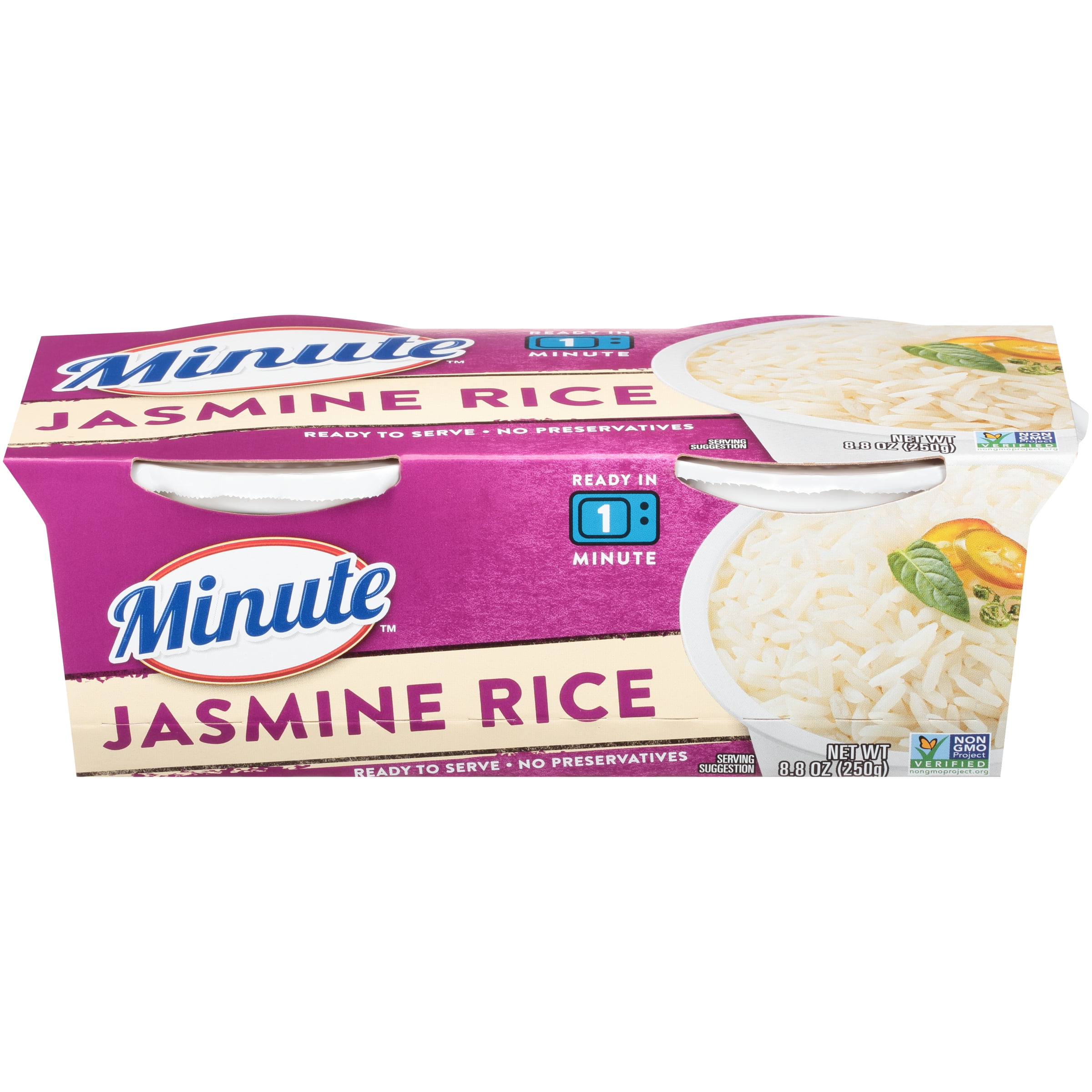 Minute Jasmine Rice, Microwaveable Rice Cups, 4.4 oz, 2 Ct