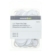 Minute Key Paper Key Tags, 1-1/4", Paper, Silver, White, 25 pack