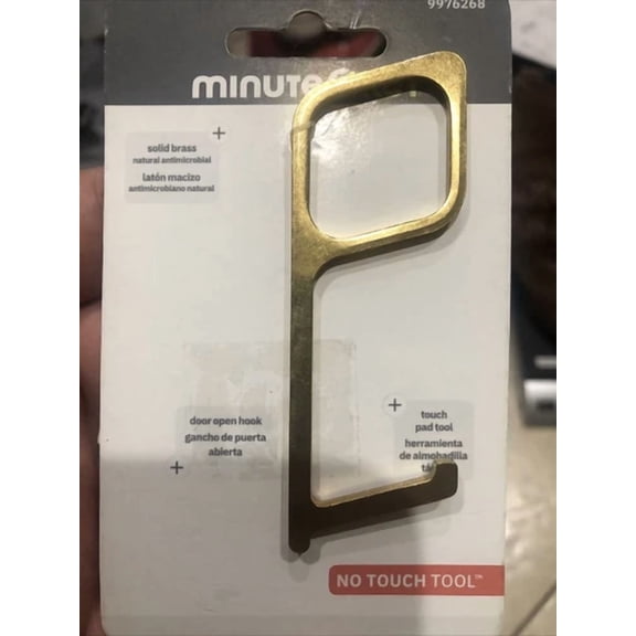 Minute Key No Touch Tool Solid Brass Anti-Microbial By Hillman Door Open Hook