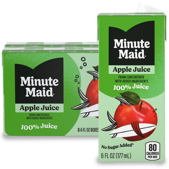 Minute Maid Apple Juice Cartons, 6 fl oz, 8 Pack