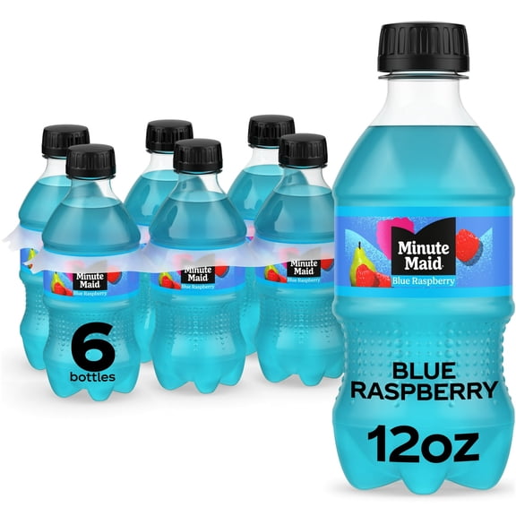 Minute Maid Blue Raspberry Juice Drink Bottles, 12 fl oz, 6 Pack