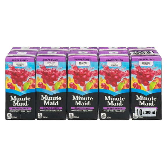 Minute Maid Grape Punch Juice Boxes Perfect for On-The-Go, 10x200ml, 2L/67.6 fl. oz