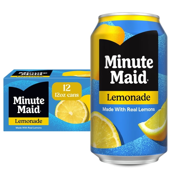 Minute Maid Lemonade Soft Drink, Refreshing Lemon Citrus Beverage, 12 fl oz Cans, 12 Pack Fridge Pack