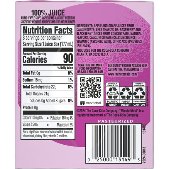 Minute Maid Mixed Berry Juice Boxes 8 ct / 6 oz - Pack of 1
