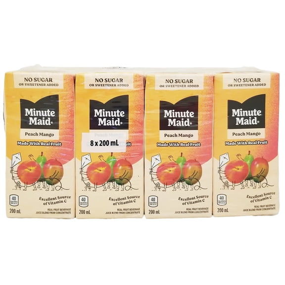 Minute Maid Peach Mango Juice Boxes No Sugar Added 8 x 200 mL (6.8 fl oz) 1.6 L