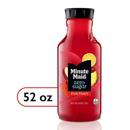 Minute Maid Zero Sugar Fruit Punch Juice, 52 fl oz Bottle (Pack of 6)