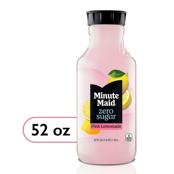 Minute Maid Zero Sugar Pink Lemonade Juice, 52 fl oz Bottle (Pack of 6)