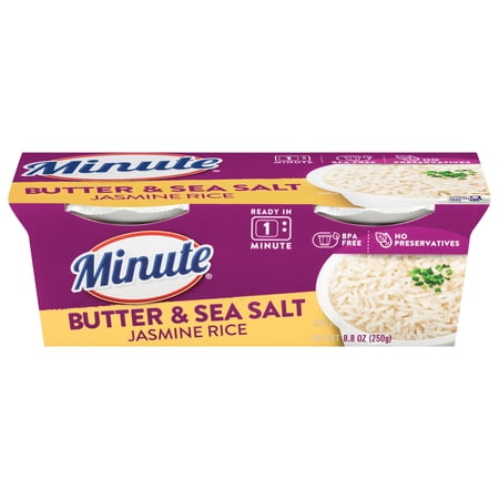 Minute Ready-To-Eat Butter and Sea Salt Rice, Microwavable Rice Cups, 4.4 oz, 2 Count