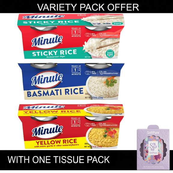 Minute Ready-to-Eat Restaurant-Style Sticky Rice | Minute Ready-to-Eat Basmati Rice | Minute Ready-to-Eat Yellow Rice