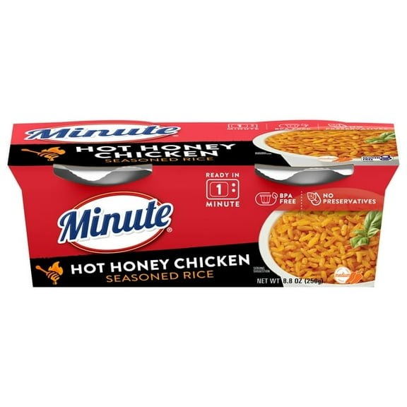 Minute Ready to Serve Hot Honey Chicken Seasoned Rice, Gluten Free, 4.4 oz, 2 Cups
