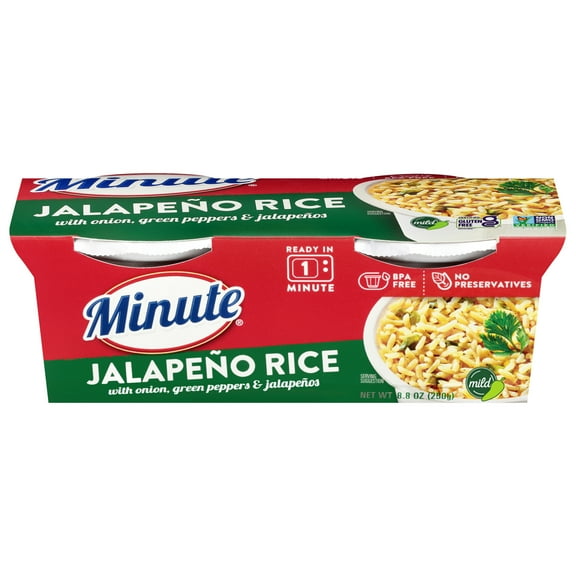 Minute Ready-to-Serve Jalapeno Rice, Microwaveable Rice Cups, 8.8 oz, 2 Ct
