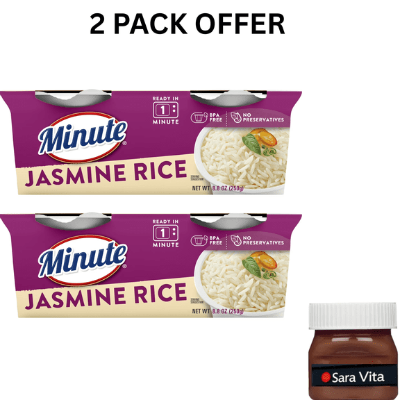 Minute Ready-to-Serve Jasmine Rice, Microwaveable Rice Cups, 4.4 oz, 2 Ct