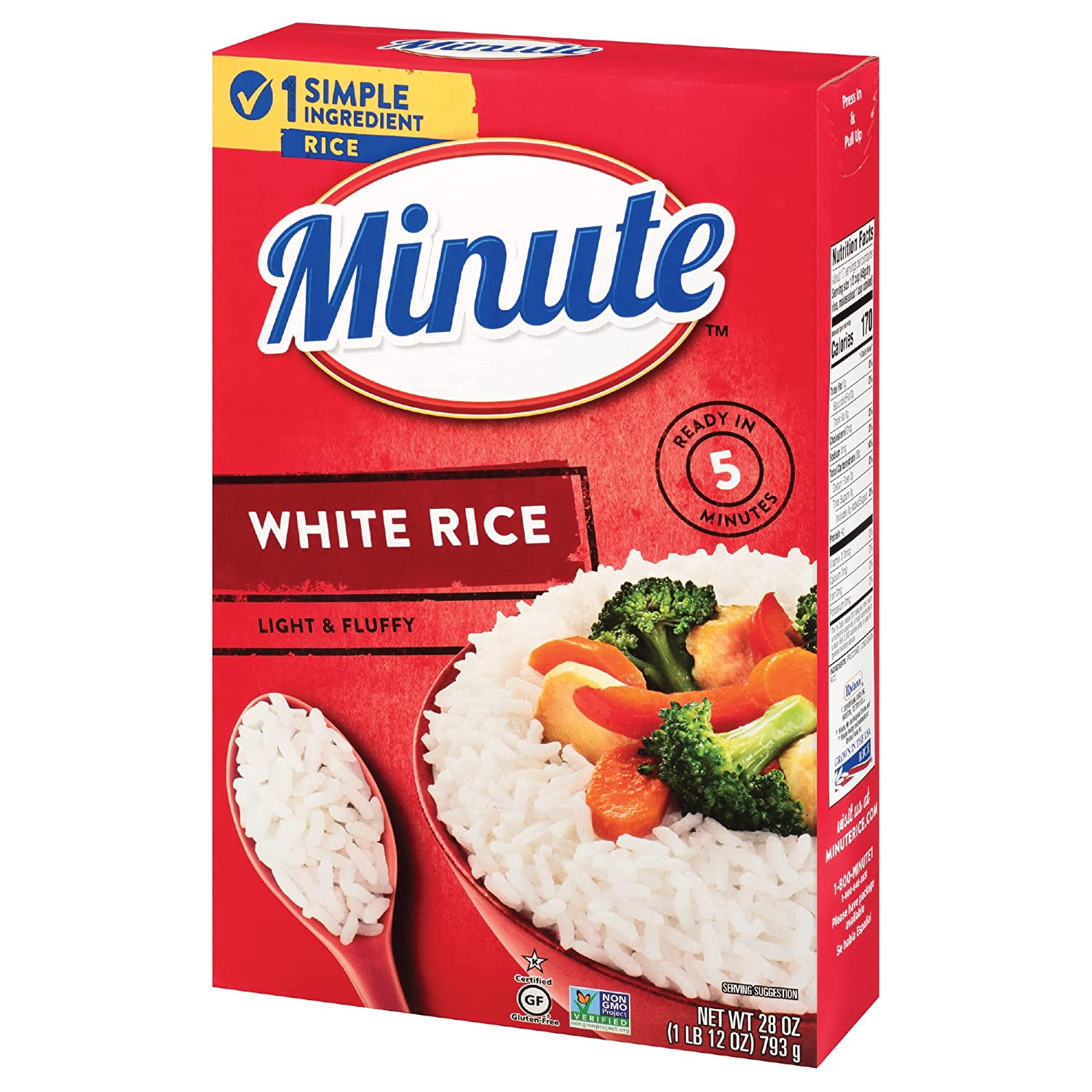 Minute White Rice, Instant White Rice for Quick Dinner Meals, 28-Ounce Box (Pack of 2)