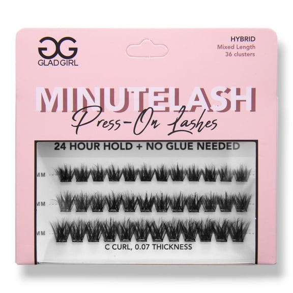 GladGirl MinuteLash Press-On False Lashes, Hybrid, No Glue Needed