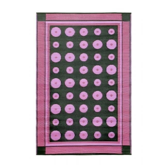 Berry and Black Rectangular Synthetic Reversible 4' x 6' Area Rug