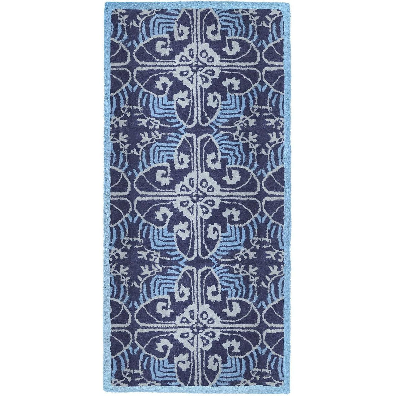 Prussian Rugs Minuteman Art Deco 56'' x 26'' Rectangular Rug - Prussian Blue ...