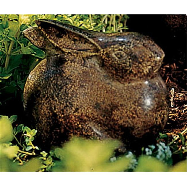 Small Antique Bronze Cast Aluminum Moon Bunny Garden Statue