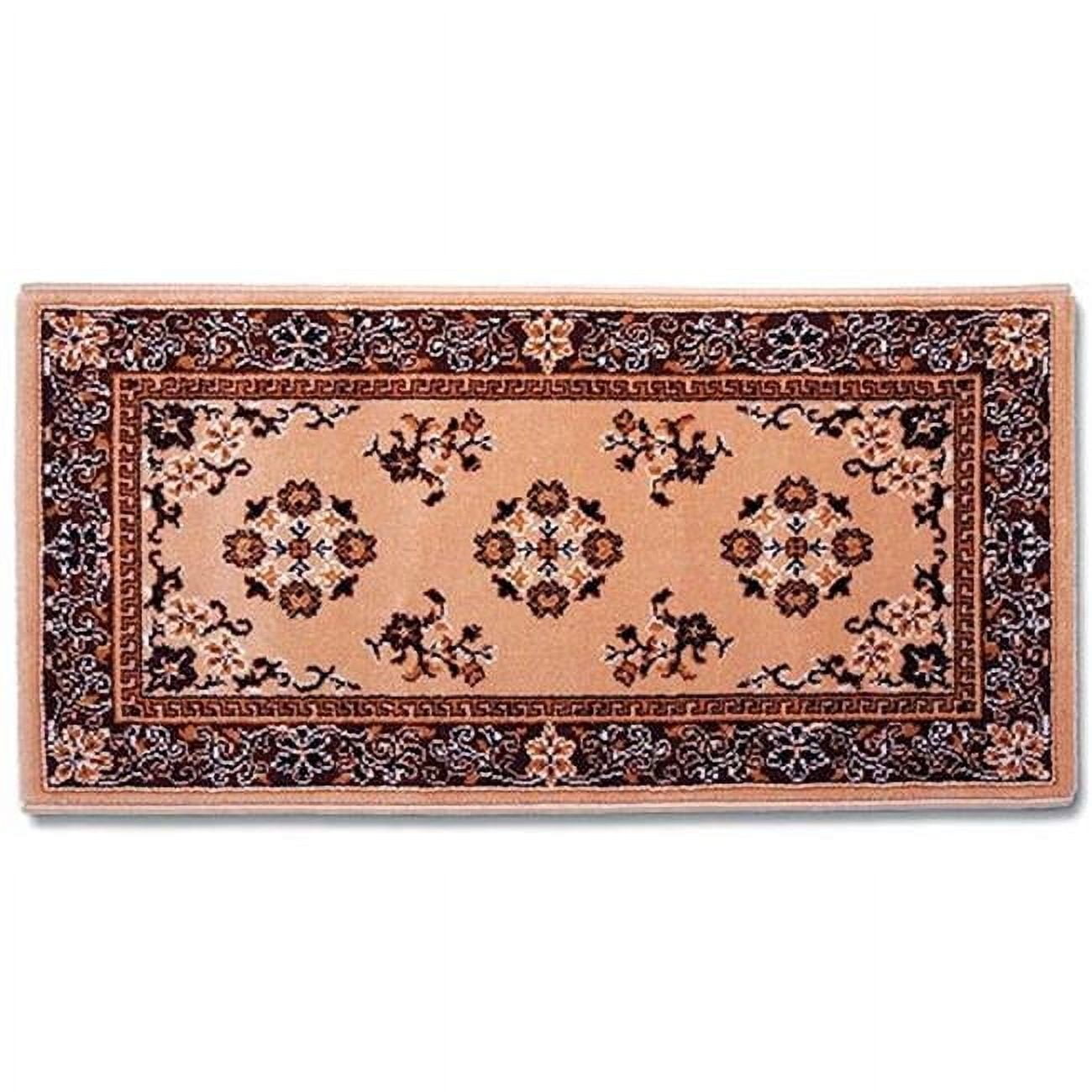 Handmade Beige Wool Oriental Hearth Rug, 56" x 26"