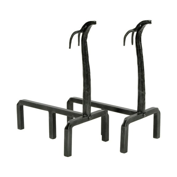 Minuteman International Deer Wrought Iron Fireplace Andirons (2 Pack)