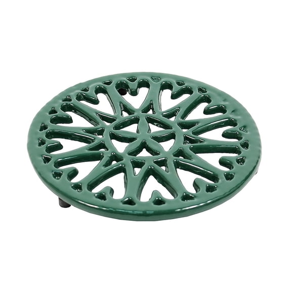 Minuteman International Enameled Sunburst Round Trivet for Stoves, 7 Inch Diameter, Green