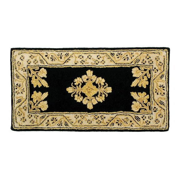 Minuteman International Rectangular Noir Jardin Wool Fireplace Hearth Rug