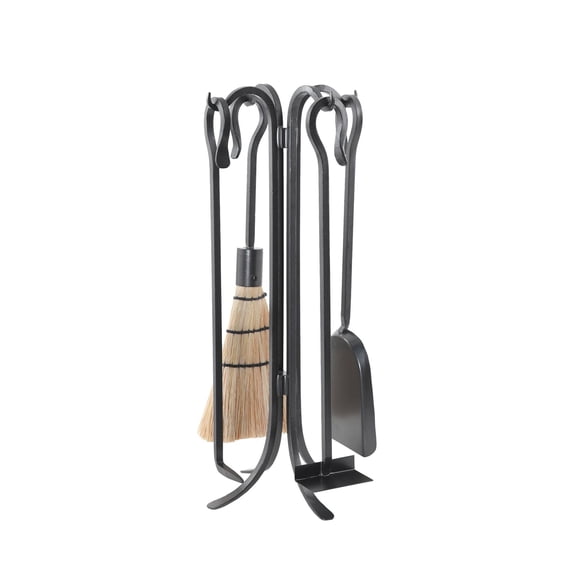 Minuteman International Shepherd's Hook 5 Piece Fireplace Set, Graphite