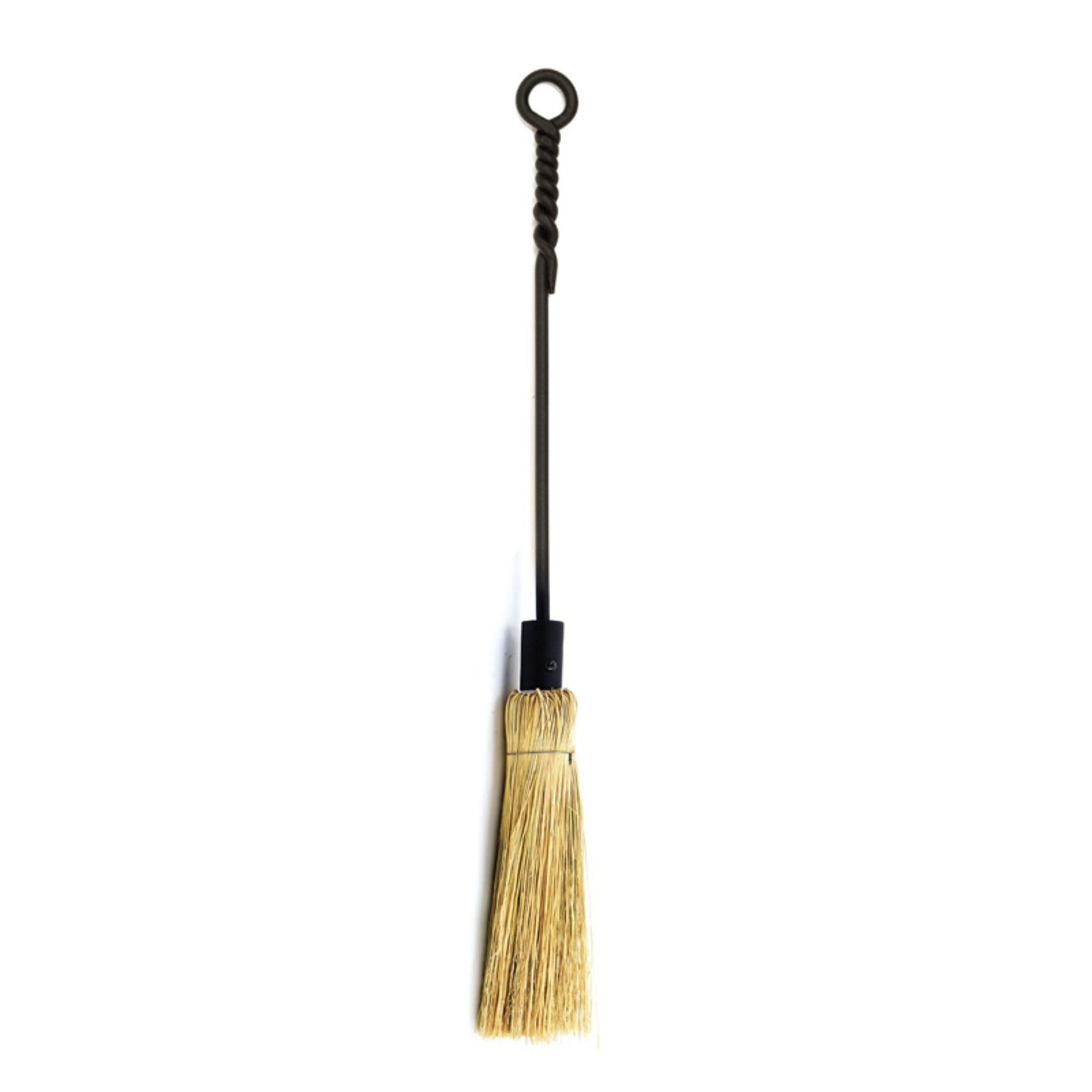 28" Black Wrought Iron Rope Handle Fireplace Brush