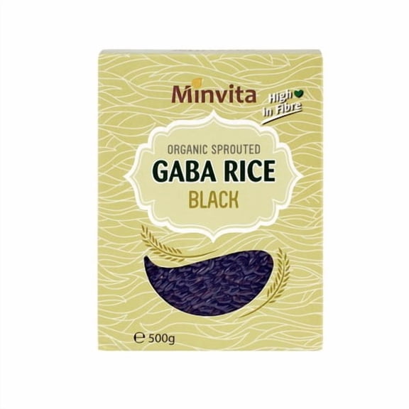 Minvita Organic Sprouted Black GABA Rice 500g, British Import (Pack of 3)