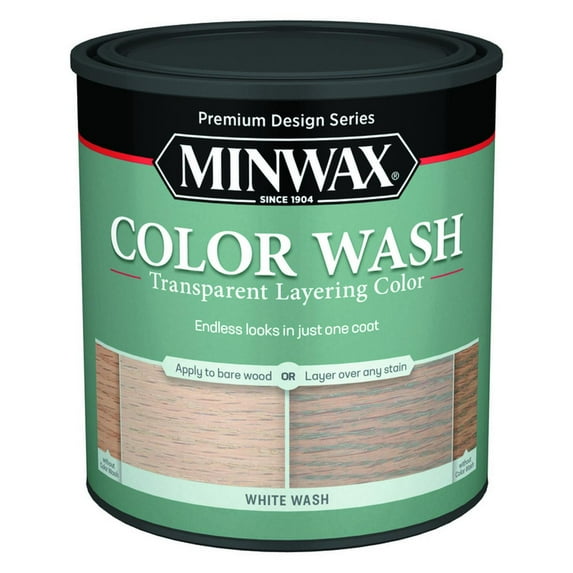 Minwax White Wash Wood Stain, Water-Based, Low Odor - Semi-Transparent - 1 Qt, White
