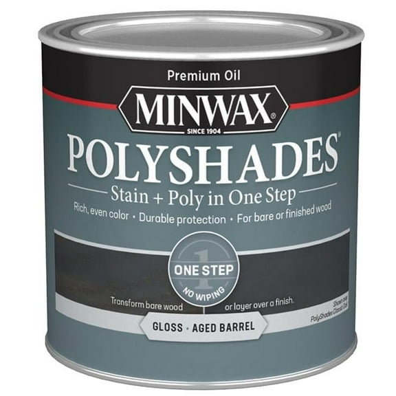 Minwax 1019553 0.5 Pint Stain & Polyurethane Polyshade, Gloss Aged Barrell