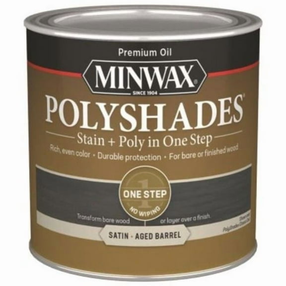 Minwax 106233 0.5 Pint Polyshades Stain & Poly Finish, Satin Aged Barrell