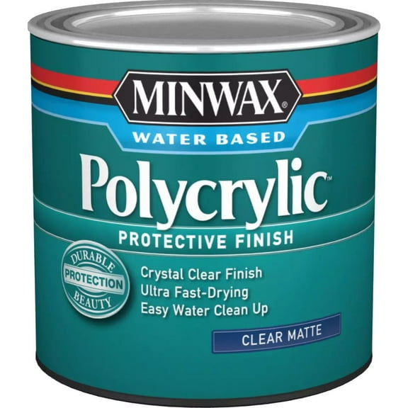 Minwax 222224444 Polycrylic Protective Finish, Clear Matte, Clear, 1/2 Pint, (1 Piece, 1 Pack)