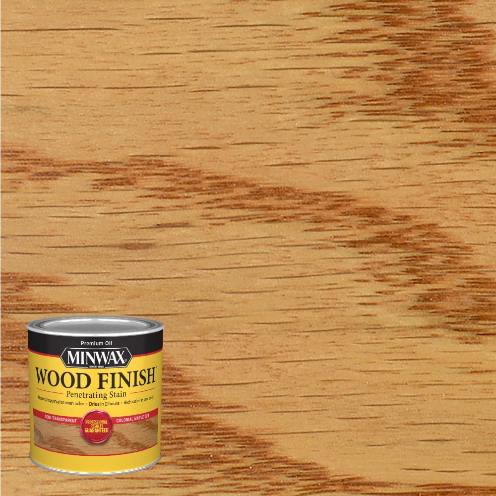 Image showcasing Minwax Colonial Maple Wood Finish Stain, Penetrating Oil-Based, 1/2 ...