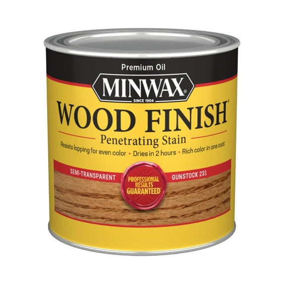 Minwax 223104444 Wood Finish Stain, Gunstock, 1/2 Pint, (1 Piece, 1 Pack)