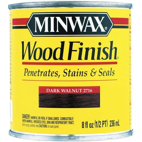 Minwax Wood Finish Interior Wood Stain Dark Walnut - Oil-Based, Stainable - 1/2 Pint